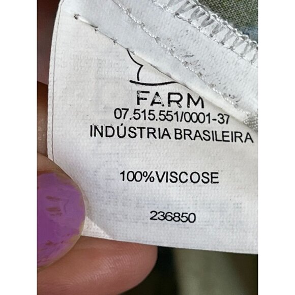 Farm Rio Dress L Orange Tropical Hi Lo Maxi One Shoulder Strap Blue Side Split G - Picture 13 of 15